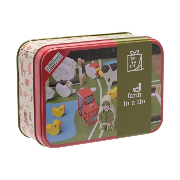 farm play set in a tin