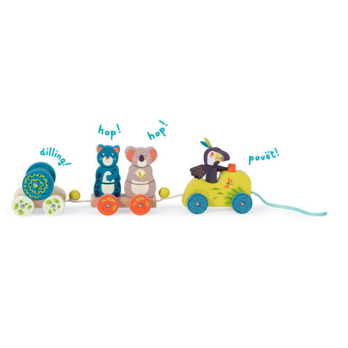 Colorful Wooden Activity Train Pull Toy