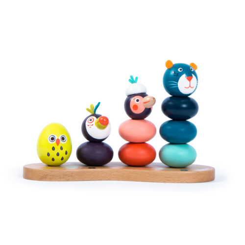 Vibrant Wooden Stack-up Jungle Animals Toy