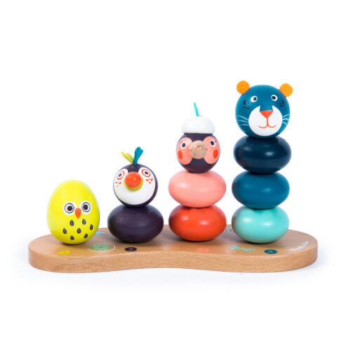 Vibrant Wooden Stack-up Jungle Animals Toy