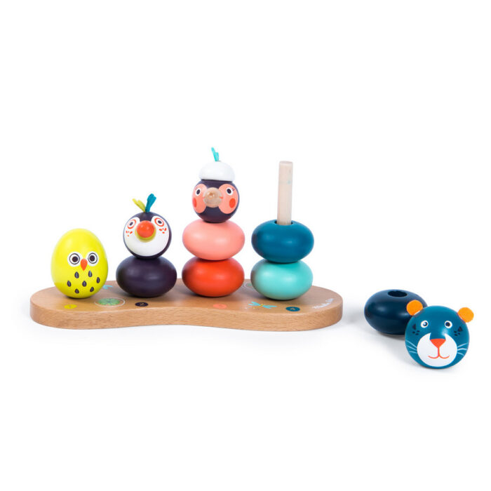 Vibrant Wooden Stack-up Jungle Animals Toy