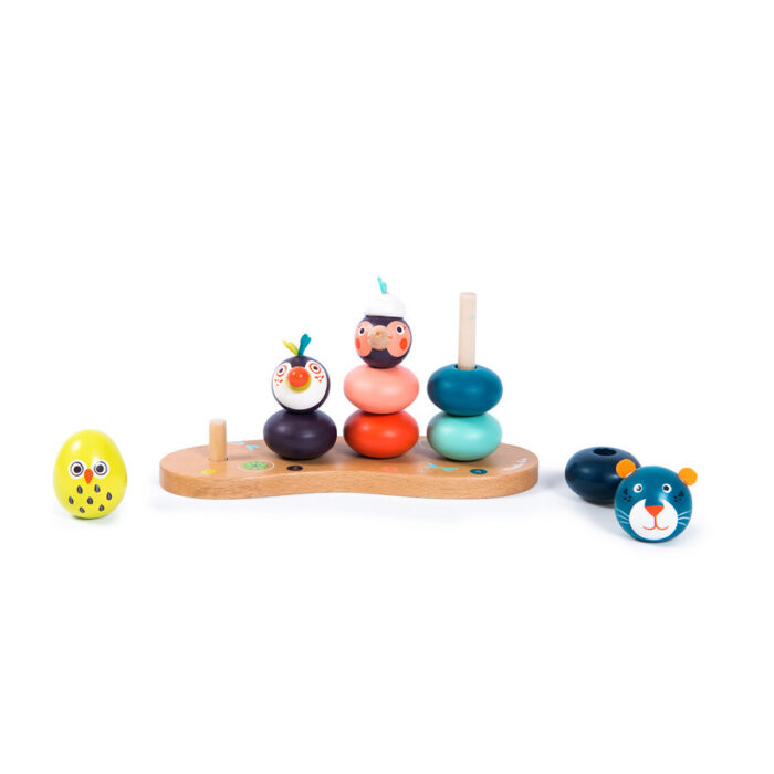 Vibrant Wooden Stack-up Jungle Animals Toy