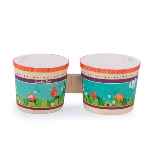 Colorful Wooden Bongo Drums Kids Toy